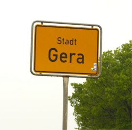 Ortsschild der Stadt Gera