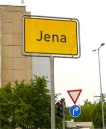 Ortsschild der Universitätsstadt Jena